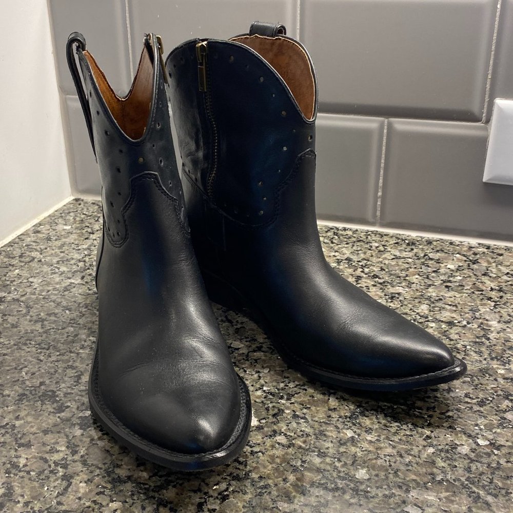 Lucky Brand Chantelx Western Cowboy Boots Booties Black